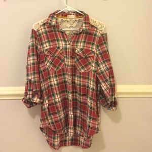 Altar'd State flannel with lace open back