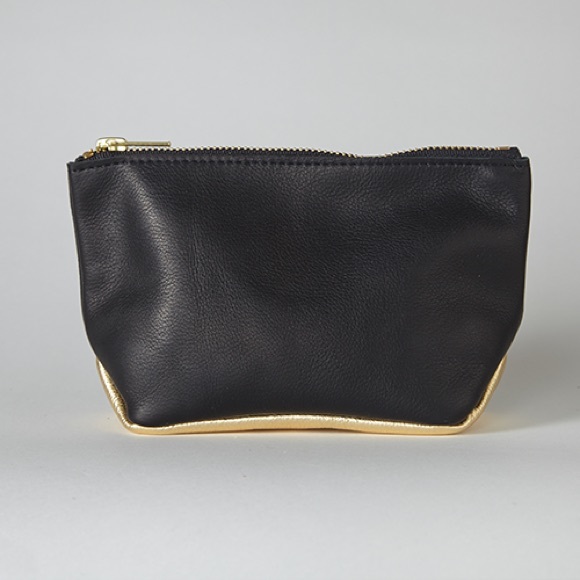 Handbags - Black and Gold Leather Pouch