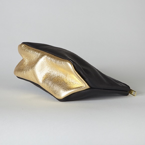 Black and Gold Leather Pouch - Picture 3 of 3