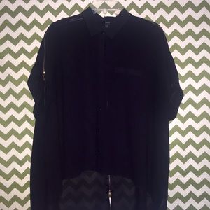 Button up high-low Top