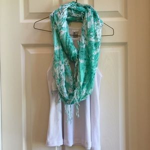 Teal Fringe Infinity Scarf