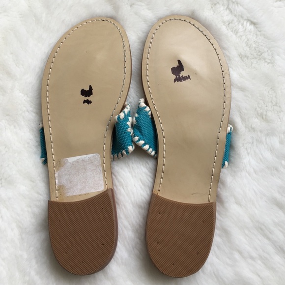 HP!! 💕🌸New Jack Rogers Canvas Aqua Sandals 7 1/2 - Picture 4 of 4