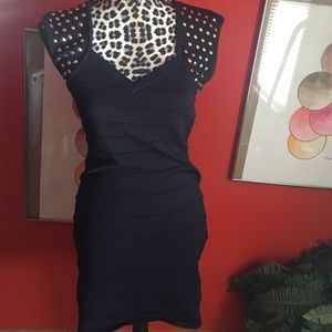 Black shoulder studded dress