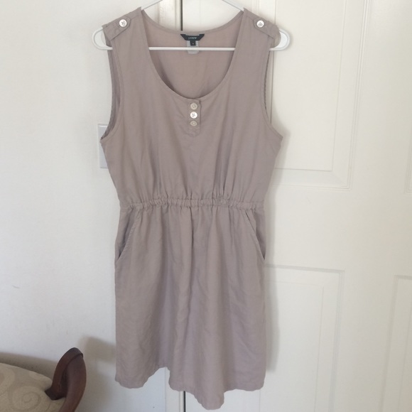 J. Crew Dresses & Skirts - Summer SALE✨J.Crew Beige Cotton Linen Dress🌺 Sz 6