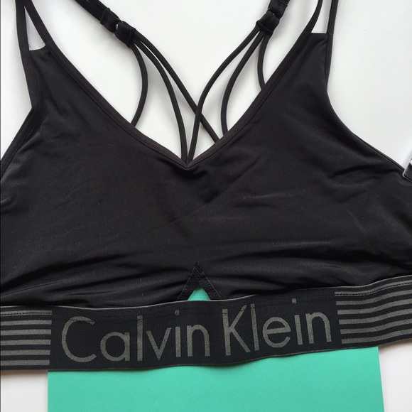 Black CK Strappy Bralette - Picture 2 of 4