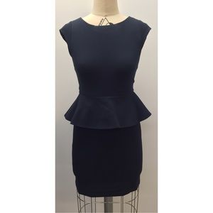 Alice + Olivia Peplum Ponte Dress - Navy, SZ 4