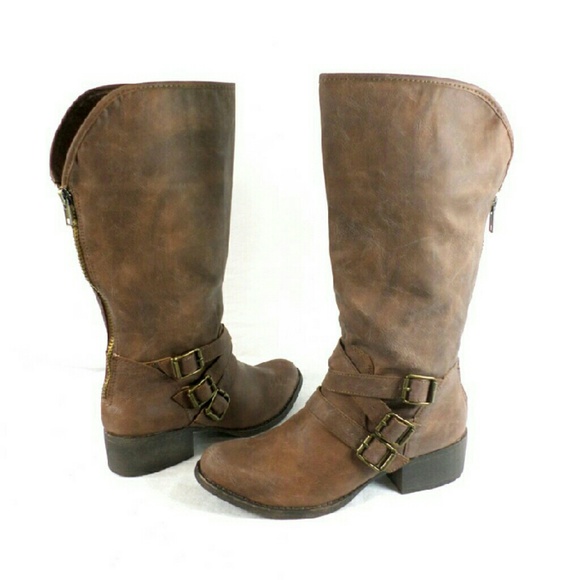 Madden Girl Dakotaaa Mid Shaft Cognac Boots