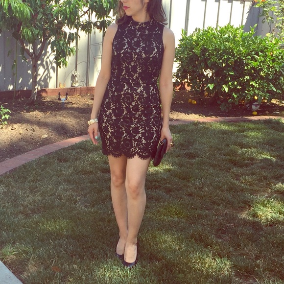 Classic Black Lace Sheer Back Dress