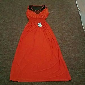 Never worn, still tagged Orange /black maxi dress