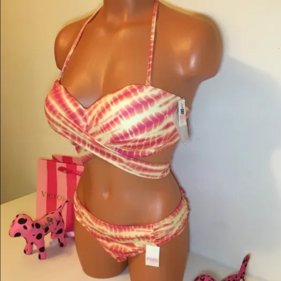 🚫SOLD🚫NEW PINK VS WRAP TOP SWIMSUIT - Picture 2 of 4