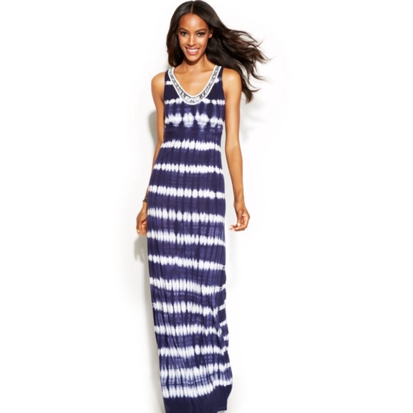 Tie Dye Beaded Top Maxi Dress