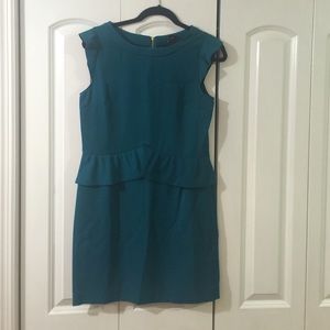 Peplum flutter sleeve green dress