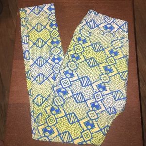 LuLaRoe leggings. Blue and yellow