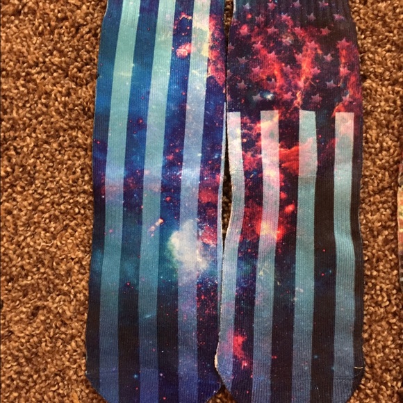 Galaxy American Flag Print Socks - Picture 2 of 2