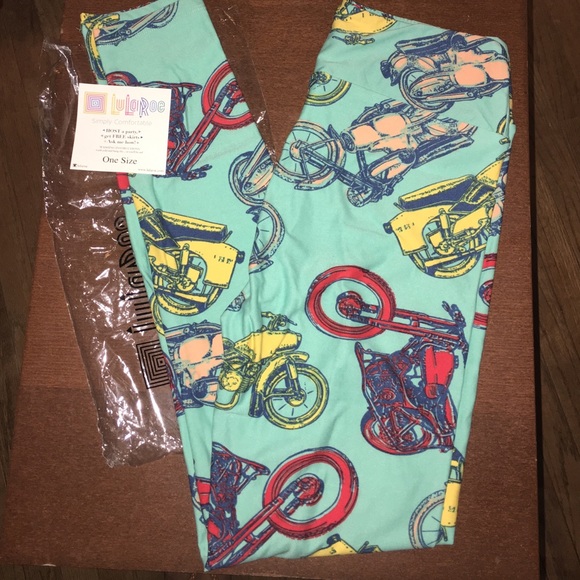 LuLaRoe leggings. Motorcycle print