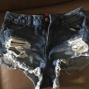 Blue jean short shorts