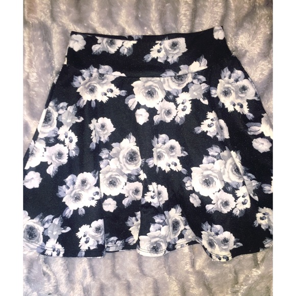 Black skirt with blue flowers