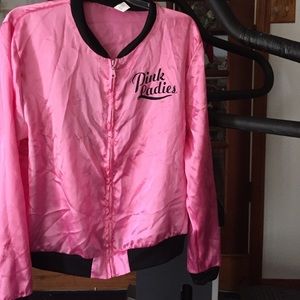 Cute pink ladies jacket great for Halloween