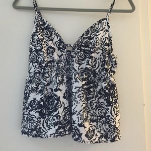 Black and white floral tank