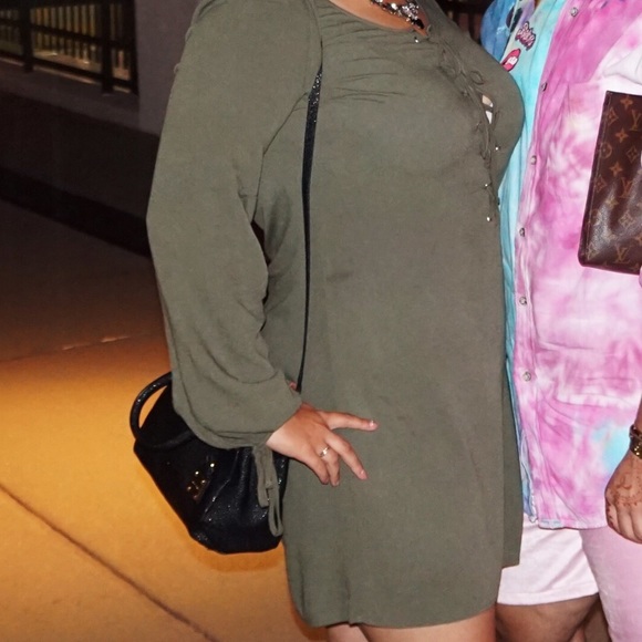 Kendall & Kylie Collection Olive Longsleeve Dress