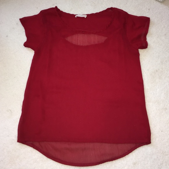 Shear Red Body Central Blouse