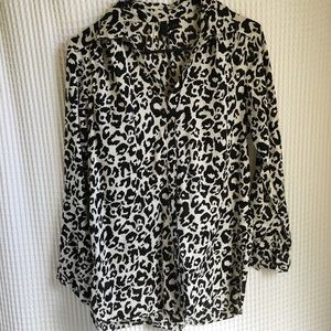 Black and white animal print button up