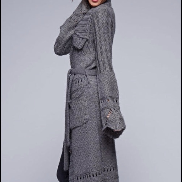 Gray Knit Long Maxi Duster/Coat/Cardigan/Jacket - Picture 2 of 4