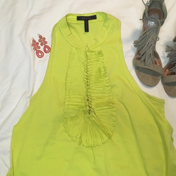 BCBG MaxAzria lime racer back top