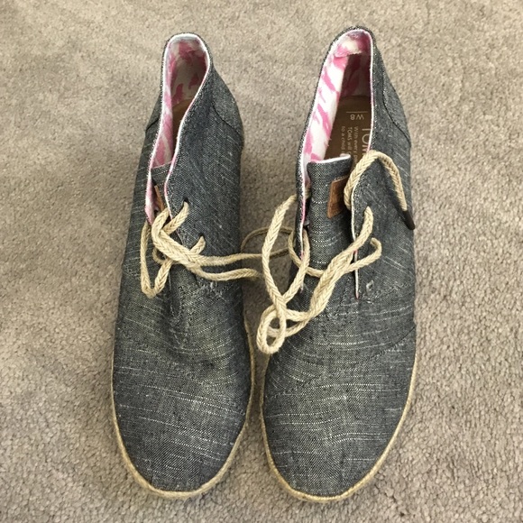 Toms chambray desert wedge bootie