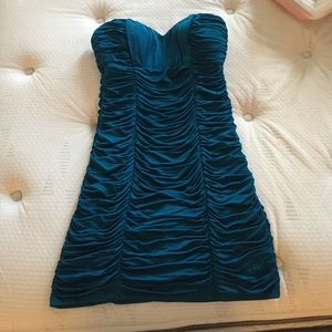Bebe aquamarine strapless mini dress