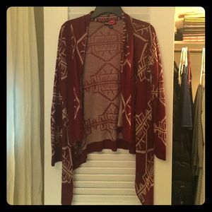 Burgandy/beige cardi