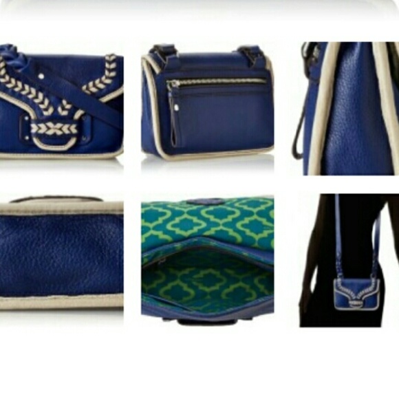 ORYANI INDIGO BLUE PEBBLE LEATHER CROSSBODY - Picture 2 of 4