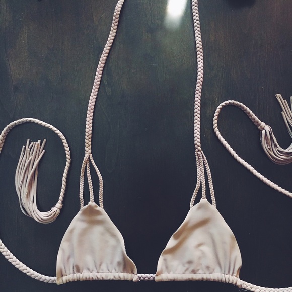 ACACIA swimwear braided top in driftwood