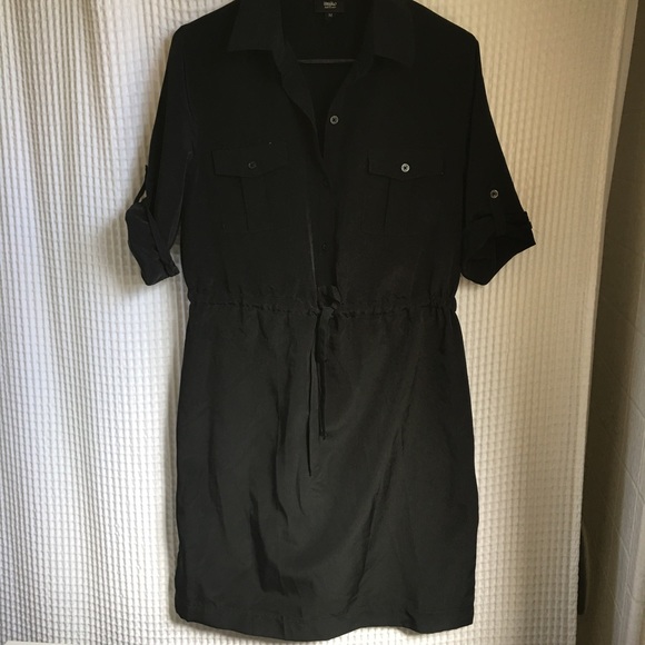 Black draw-string dress