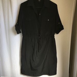 Black draw-string dress
