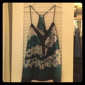 Racerback tank with zipper appliqué in front