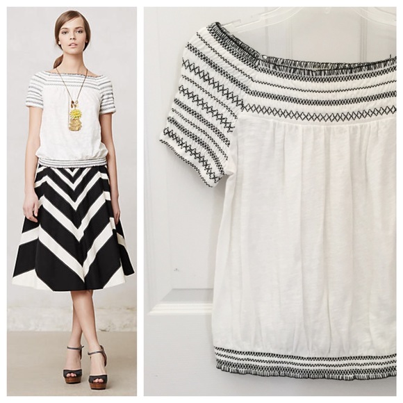 Anthropologie Smocked Maricopa Tee Top