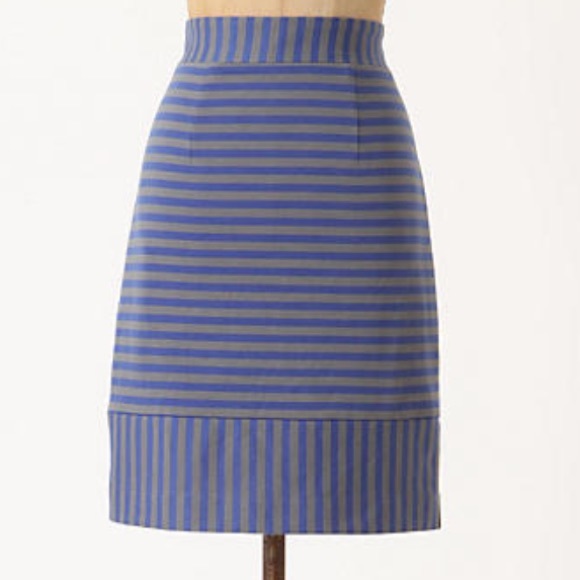 Anthropologie Striped blue Pencil Skirt