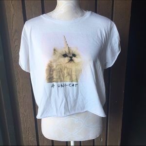 ASOS Cropped T-Shirt with Uni-Cat Print