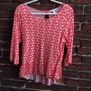 Anthropologie Weston wear 3/4 sleeve ruffle top