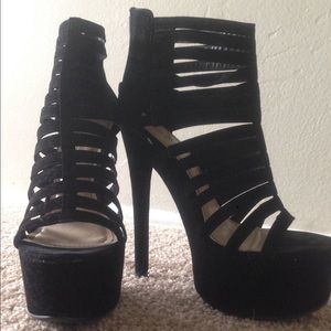 Black suede heels