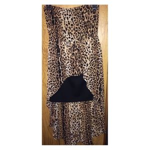 New high low strapless cheetah dress