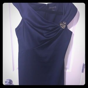 Navy Sheath dress satin finish