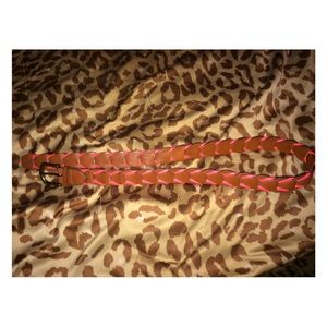 Brown and neon orange braided belt