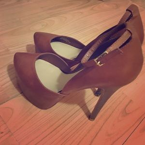 Steve Madden Platform Cognac Ankle Strap Heels