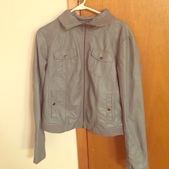 Mid waist length leather jacket