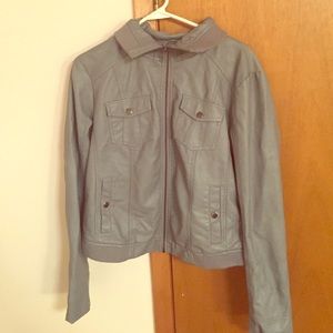 Mid waist length leather jacket