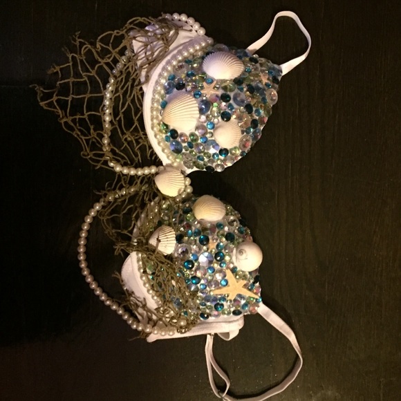 A homemade bra top to a mermaid costume.