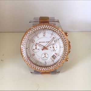 Rose Gold and Clear Acrylic Michael Kors Watch