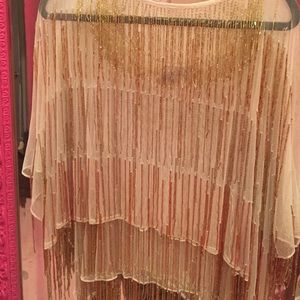 ASOS beaded fringe cropped poncho